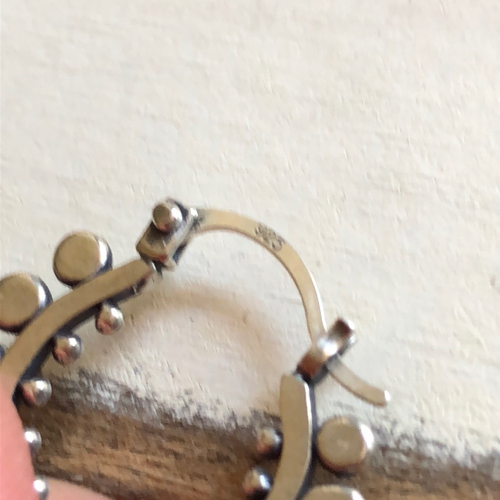 Sterling Silver Boho Dot Hoops Earrings - Picture 5 of 7